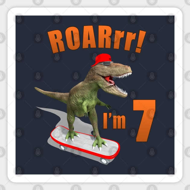 Kids Dino 7th Birthday T-Rex Sticker by macdonaldcreativestudios